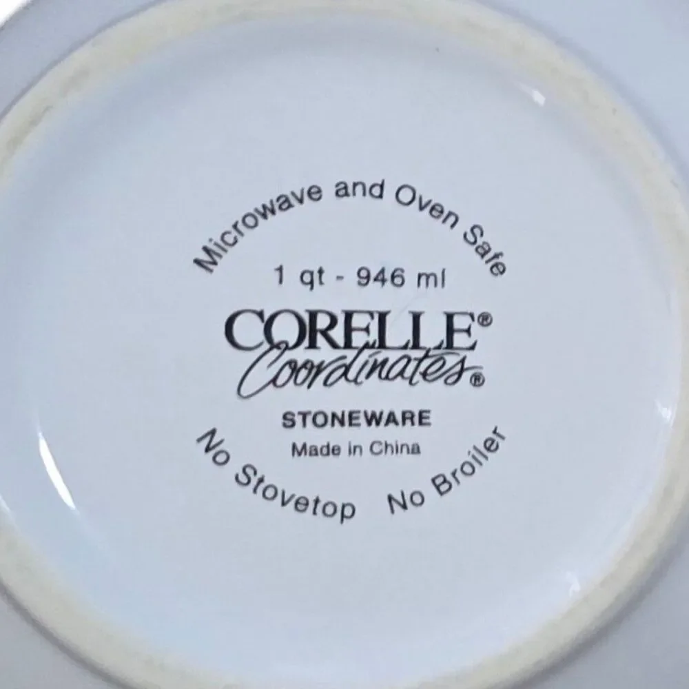 Vintage Corelle Secret Garden Mixing Bowl Set 1Qt 3Qt Yellow Floral Stoneware